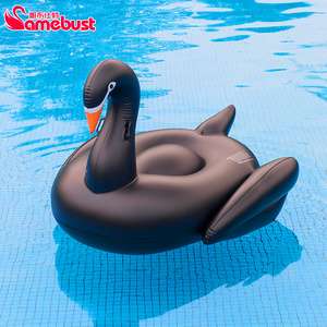 网红白天鹅坐骑游泳圈成人儿童游泳池水上浮床充气浮排黑色金天鹅
