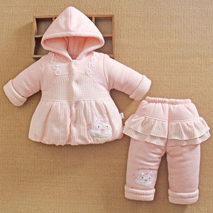 0一1岁半女宝宝秋冬装新生儿加厚棉服婴儿棉衣服分体外套装冬季天