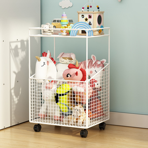 小推车置物架儿童玩具收纳架家用娃娃零食可移动杂物收纳筐箱书架