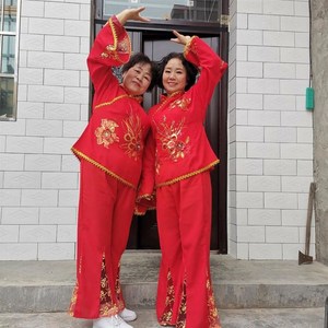 2023新款秧歌服装套装古典舞演出服女飘F逸中老年腰鼓扇子舞中国