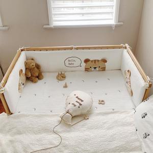 婴儿床床围软包防摔防o撞儿童宝宝拼接床挡布纯棉两面三面定制围