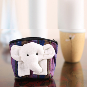泰国手工布艺立体大象麻布零钱包卡通可爱大象钥匙包卡包满3包邮