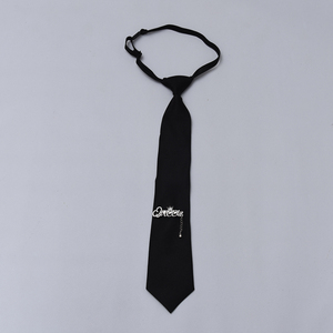纯色黑色领带女生jk日系领结金属字母链子装饰免打学院风衬衫领带