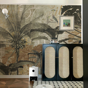 定制壁画复古法式热带雨林森林墙布装饰电M视背景墙壁纸卧室饭厅