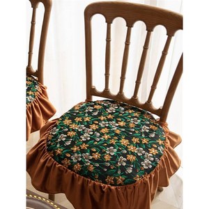 美式餐椅垫轻奢家用椅子垫子坐垫可拆洗薄款四季通用提花绑带坐垫