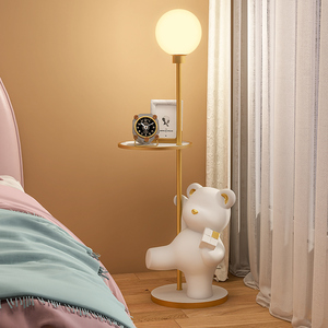 可爱熊落地灯边几一体沙发客厅创意床头柜儿童房卧室床边置物架