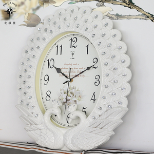 欧式孔雀挂钟客厅美容院表钟装饰创意艺术挂表个性家用大气钟表