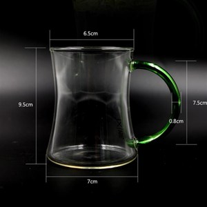 文新玻璃杯绿把瘦身杯茶杯绿茶杯