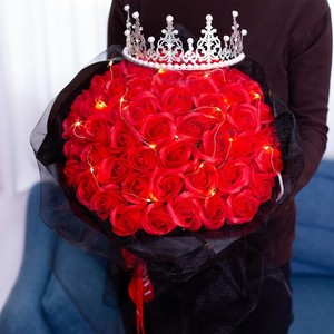 。七夕情人节玫瑰花束送女友超大款99朵香皁花浪漫惊喜表白生日礼