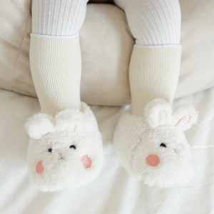 婴儿加绒鞋袜冬宝宝袜子小白兔加厚加绒防滑地板儿童中筒袜套不掉