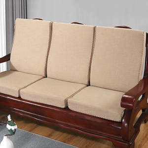 老式沙垫坐垫带靠背高密度海绵棉麻靠垫椅L发木垫实座红木垫子四