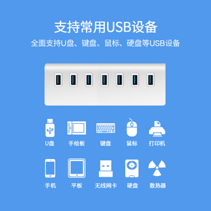 笔记本电脑usb3.0i扩展器插头外接多口加长线带电源拓展器台式插