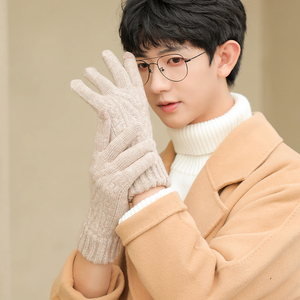 韩版男士秋冬季保暖手套简约帅气百搭潮流针织毛线寒开车骑车冬.
