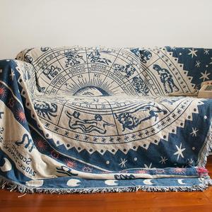 客厅沙发毯美式毯子线毯 卧室盖毯沙发罩沙发巾纯棉地中海风全盖