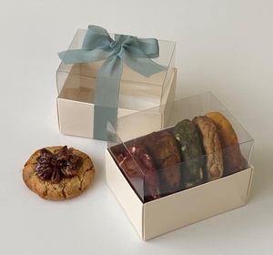 新年简约韩式马卡龙包装盒子烘焙曲奇糖霜饼干常温蛋糕礼盒透明盒