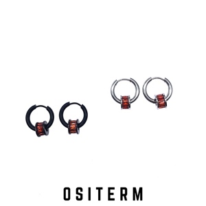 OSITERM限定血橙色钻石耳圈钛钢耳环锆石街头时髦李斯丹妮符龙飞