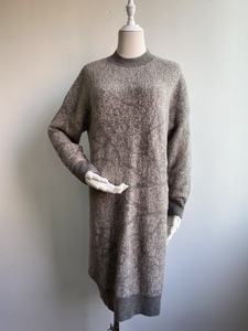 羊驼绒女式连衣裙半高领针织毛衣加厚长款羊毛裙秋冬保暖