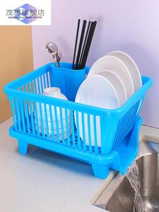 大容量捅收纳筷子沥水厨房带碗碗筷收纳盒塑料滤水篮带置物架架架