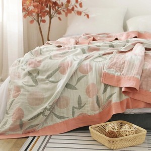 日系五层纯棉纱布盖毯夏季薄毯子水果午睡毯床单夏凉毯多功能毯