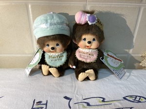 蒙奇奇 monchhichi 绝版 第一代 马卡龙 法式甜点 坐姿 对娃