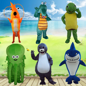 龙虾基围虾八爪鱼鲨鱼海豚卡通人偶服装海洋动物行走玩偶表演服