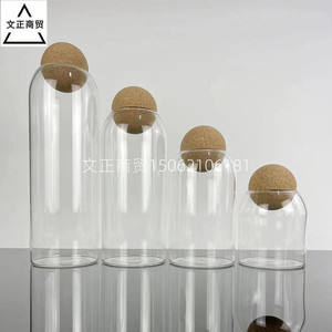 大口高硼硅玻璃瓶圆球形木塞创意缩口展示样品瓶厨房储物密封罐子