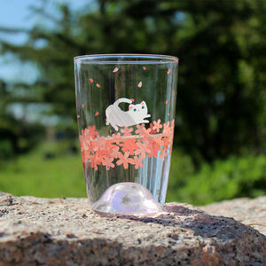 凉小词可爱樱花猫高硼硅玻璃杯 可DIY颜色耐热微波早餐牛奶燕麦杯