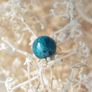 硅孔雀石凤凰石单珠蓝色半宝石珠子多宝手链手串散珠「46亿年」