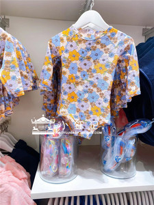 澳洲童装seed儿童女宝长袖泳衣防晒UPF50+ 蓝色连体 分体豹纹现货