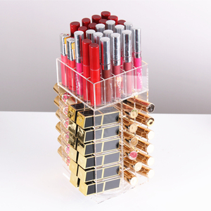 新款透明亚克力收纳盒360度旋转口红架唇膏唇彩桌面化妆品收纳盒