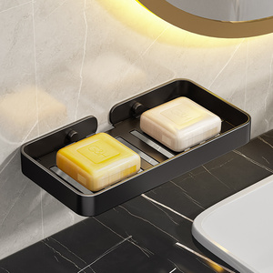黑色肥皂架免打孔沥水皂网香皂盒浴室肥皂盒吸盘壁挂肥皂碟置物架