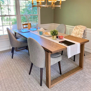 白蜡木全实木餐桌客厅家用大板桌一桌四椅组合长方形莫比恩吃饭桌