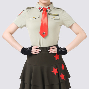 越野营水兵舞服装女上衣2019年夏季新款广场舞吉特巴团队翻领T恤