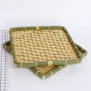 手工编织仿竹笸箩筐馒头筐竹编收纳筐塑料制品篮子超市海鲜托盘篮