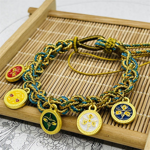 西藏林芝桃花节纪念品手工编织麻花手链绳五路财神金刚绳学生男女