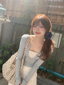 韩版慵懒风黑白波点帆布托特包女2024新款时尚休闲百搭手提单肩包
