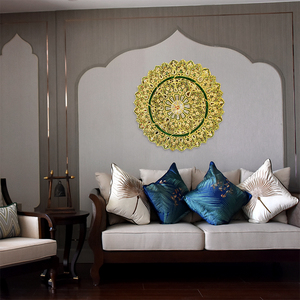 泰国木雕壁饰泰式东南亚装饰圆形镂空板客厅卧室玄关背景墙壁挂件
