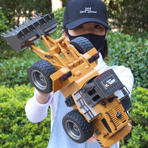 汇纳遥控推土机玩具四驱装载机儿童电动工程铲车模型合金超大男孩