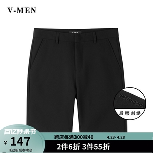 VMEN威曼男装夏季修身短裤韩版时尚休闲裤黑色五分裤男V023D808