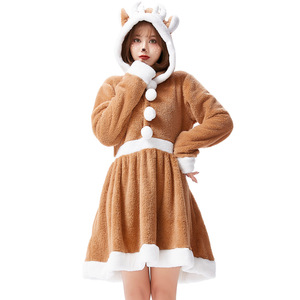 圣诞节服装女成人连衣裙cosplay可爱驯鹿动物睡衣圣诞派对表演服