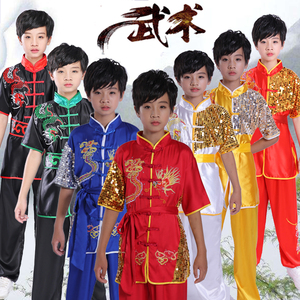 六一儿童武术表演服夏刺绣龙长拳体考服装男女童套路比赛彩演出服
