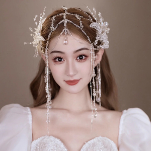 韩式仙美水晶额饰森系唯美边夹头饰新娘婚礼跟妆高级感发饰套装