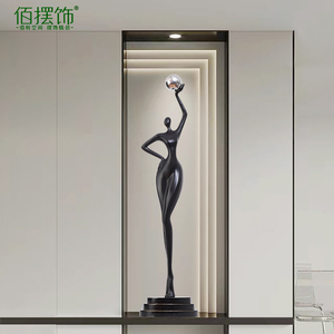 玄关人物雕塑客厅电视柜摆件轻奢高级感竖高长型柜意式极简装饰品