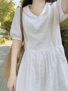 法式白色刺绣2024连衣裙女夏季小个子宽松初恋少女小白裙气质长裙