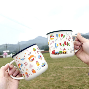 儿童生日快乐陶瓷水杯自画像伴手礼杯子卡通搪瓷马克杯幼儿园礼物