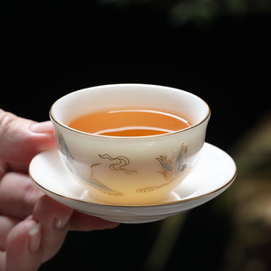 茶具茶杯垫陶瓷羊脂玉茶托高档垫片功夫小托盘隔热家用白瓷盖置瓷