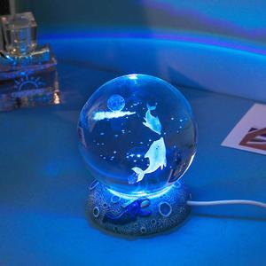 创意水晶球摆件治愈系海洋生物桌面装饰小夜灯毕业季送人生日礼物