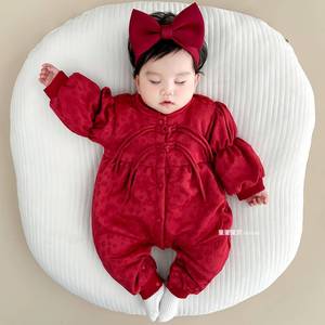 韩国婴儿冬装女宝宝衣服公主连体满月百天秋冬季周岁礼服拜年过年
