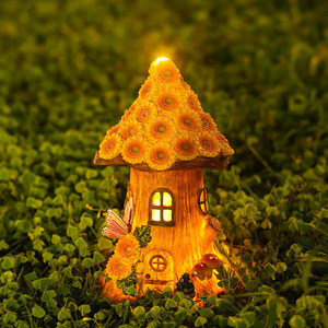 太阳能小房子装饰灯树脂树屋灯摆件户外别墅花园庭院家居阳台摆饰
