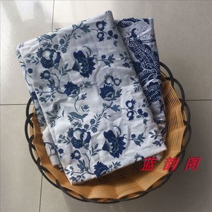 中国风 棉麻宽幅青花瓷旗袍裙子面料 家纺桌布背景布料两色入